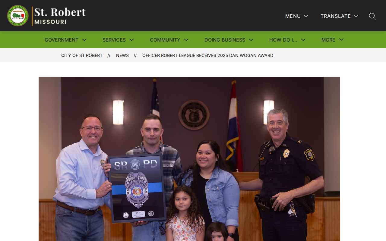 Official St. Robert city article referring to Police and Municipal Court